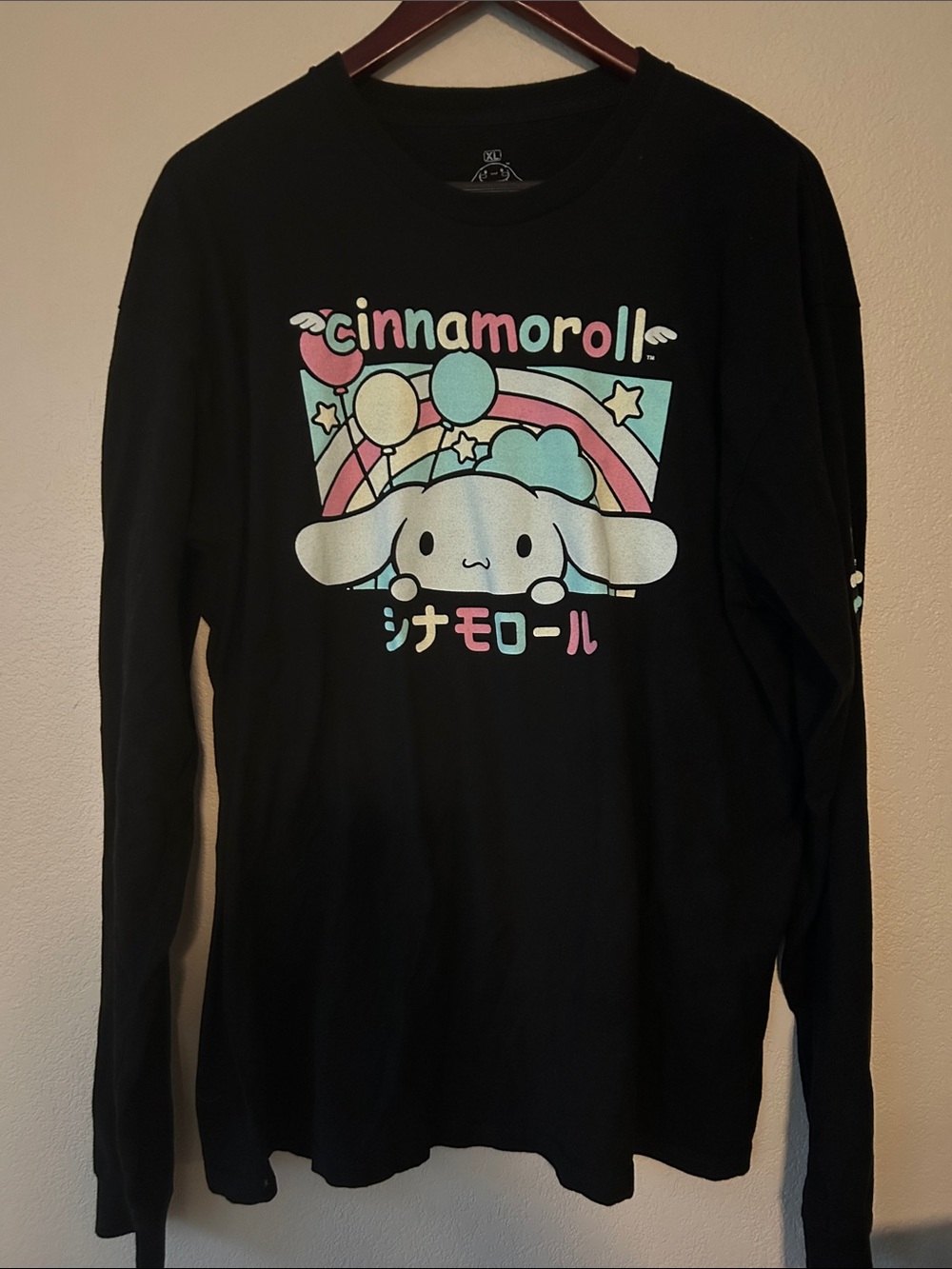 Sanrio Cinnamoroll Black Long Sleeve Graphic Tee, Sz XL